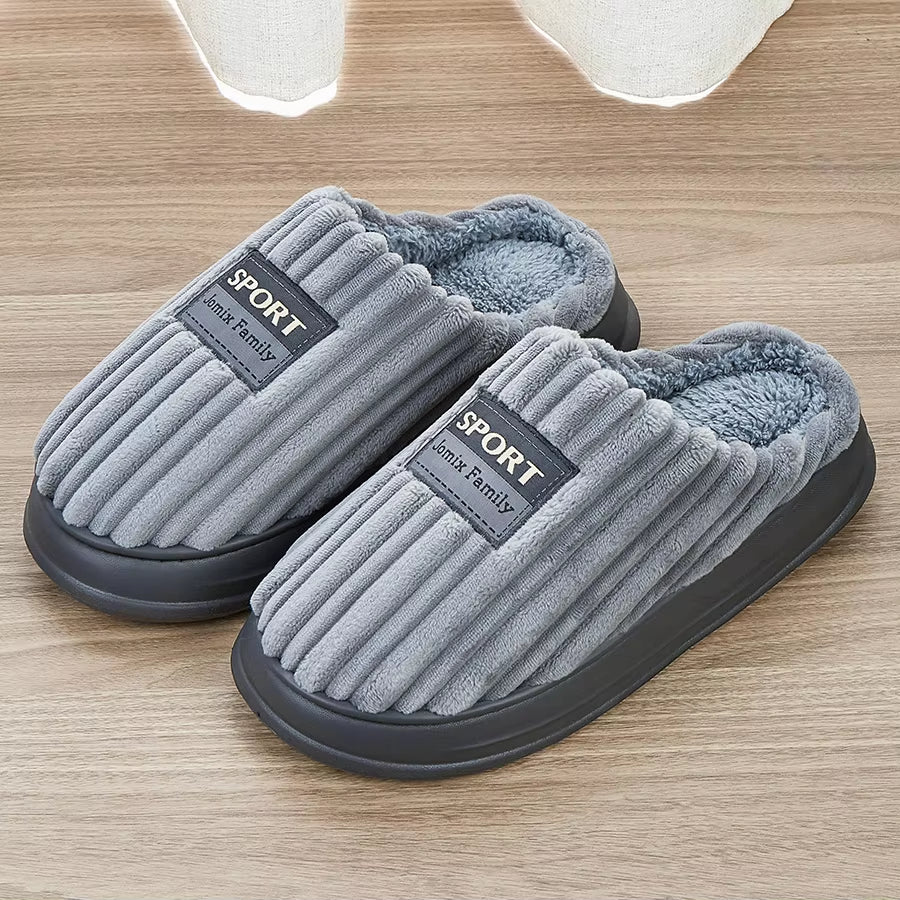 House Slippers for Men Furry Cozy Memory Foam round Toe Couple Shoes Warm Winter Soft Plush Slippers