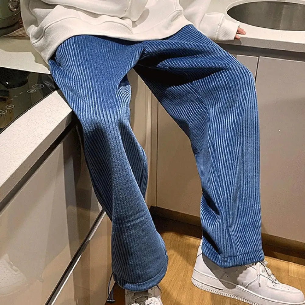 Stylish Teenager Trousers Tie Leg Easy to Wash All Match Soft Autumn Pants Men Pants Straight Pants