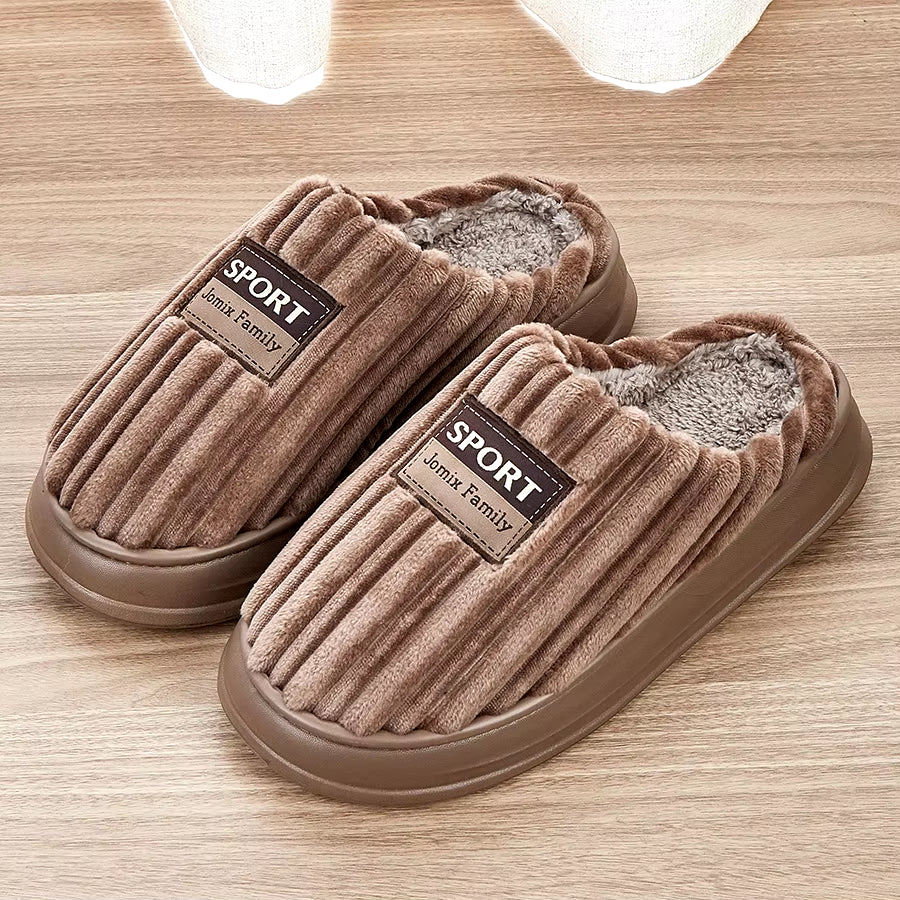 House Slippers for Men Furry Cozy Memory Foam round Toe Couple Shoes Warm Winter Soft Plush Slippers