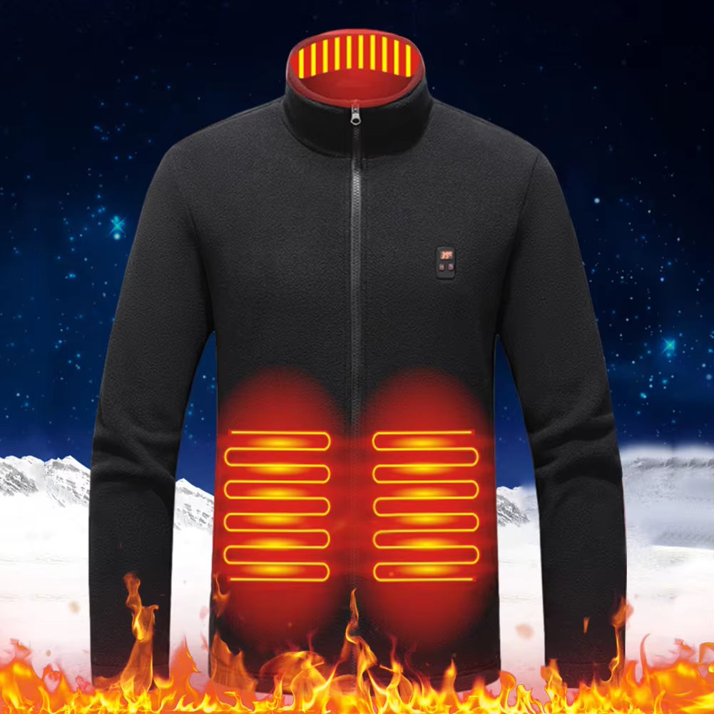 9 Heated Area Intelligent Heating Coat USB Charging Heated Jacket Waterproof Heated Sweater 3 Gear Temperature for Hiking Skiing