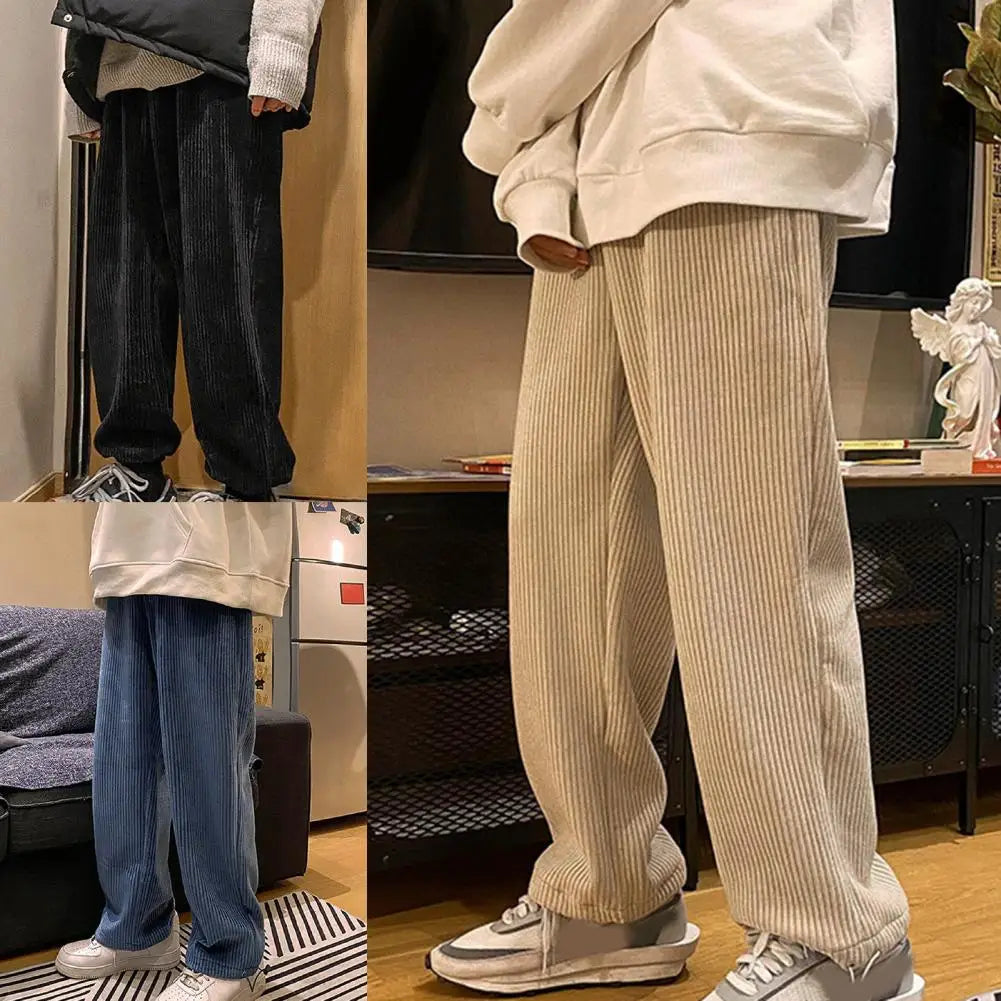 Stylish Teenager Trousers Tie Leg Easy to Wash All Match Soft Autumn Pants Men Pants Straight Pants