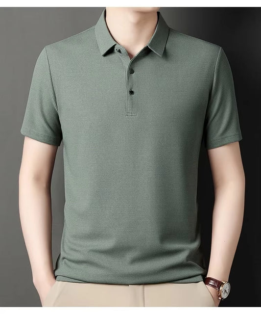 Summer Men'S Short Sleeved Lapel T-Shirt Solid Color POLO Shirt Loose Top